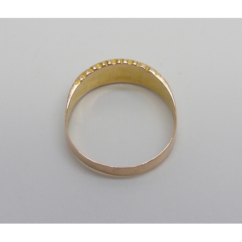 990 - A Victorian 15ct gold and diamond ring, Chester 1876, 1.6g, N