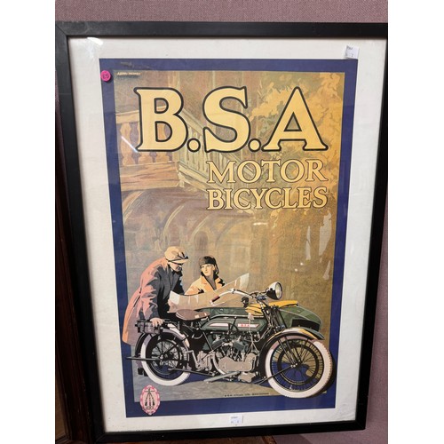 266 - A Pears Soap advertising mirror and a BSA Motor Bicycles print