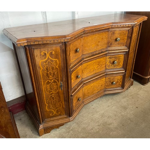 98 - An 18th Century style Italian marquetry inlaid hardwood secretaire sideboard