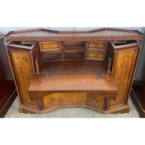 98 - An 18th Century style Italian marquetry inlaid hardwood secretaire sideboard