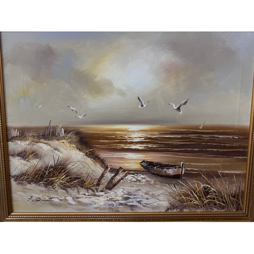 275 - G. Danset, coastal scene, oil on canvas, framed