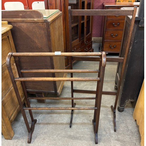 153 - A Victorian mahogany towel rail and one other