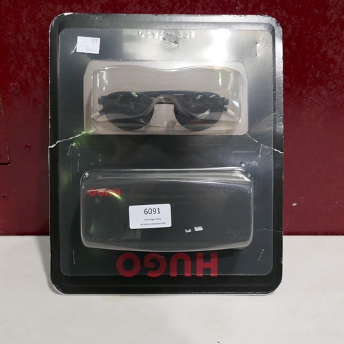 6091 - Hugo Black Metal Round Sunglasses     (330-149) *This lot is subject to VAT