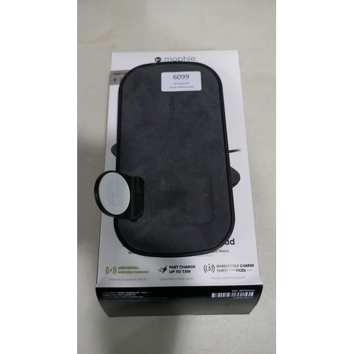 6099 - Mophie 3-In-1 Black  Wireless Charging Pad (330-179) *This lot is subject to VAT