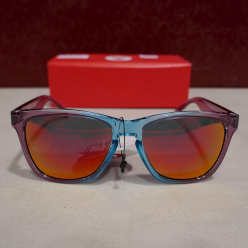 6111 - A pair of purple/blue two tone Silverback sunglasses with hard case (red tint lenses)