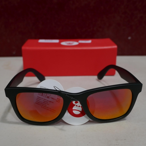 6115 - A pair of black Silverback sunglasses with hard case (red tint lense)