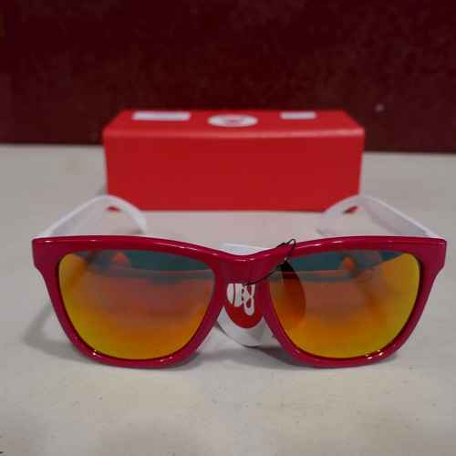 6121 - A pair of white/fuchsia  Silverback sunglasses with hard case (orange tine lenses)