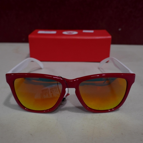 6122 - A pair of white/fuchsia  Silverback sunglasses with hard case (orange tine lense)