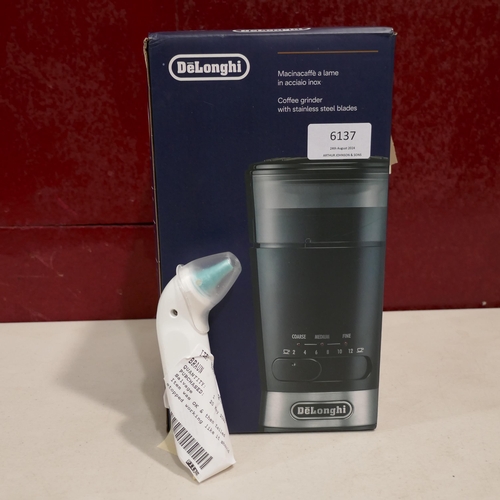 6137 - Delonghi Coffee Grinder, a Braun Thermometer(330-281) *This lot is subject to VAT