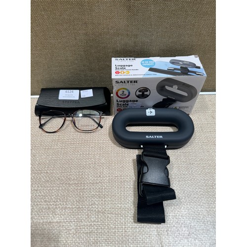 6124 - Stepper Glasses With Case And Salter Digital Luggage Scale  (330-51,184) *This lot is subject to VAT