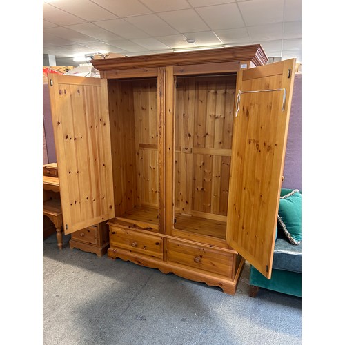 1472 - A pine two door two drawer wardrobe