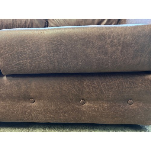 1485 - A PU brown leather corner sofa