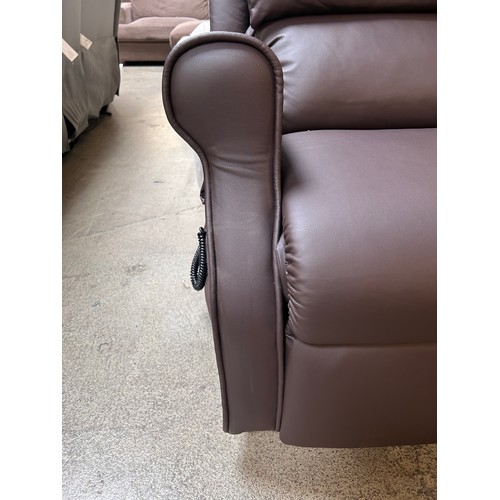 1490 - A brown vegan leather power recliner armchair