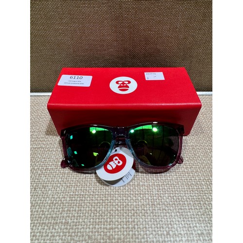 6110 - A pair of purple/blue two tone Silverback sunglasses with hard case (green tint lenses)