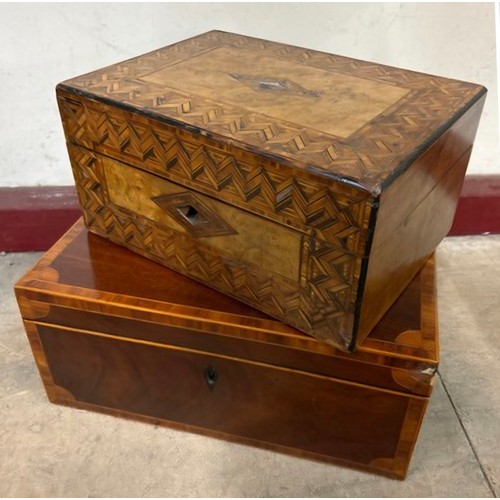 305 - A George IV inlaid mahogany box and a Victorian inlaid walnut box