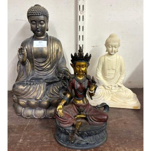 301 - Two figures of oriental deities and a Buddha