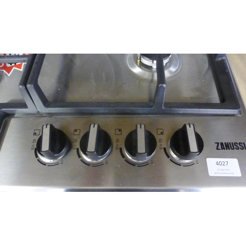 4027 - Zanussi Easy Cook 4  Burner Gas Hob, H40xW595xD510  - model no. ZGNN645X, Original RRP £165.83 inc. ... 