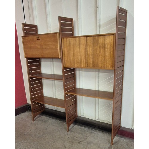 13 - A Staples teak Ladderax two bay room divider