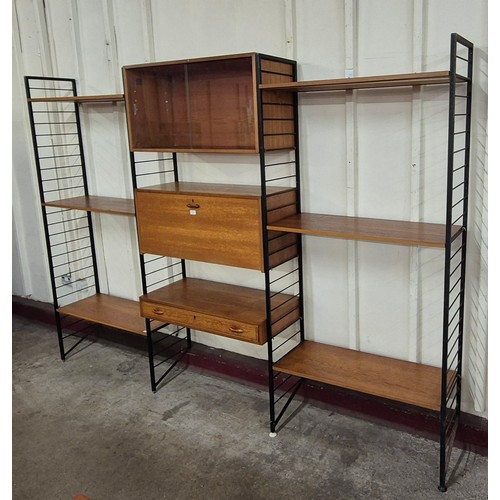 37 - A Staples teak and black metal Ladderax room divider