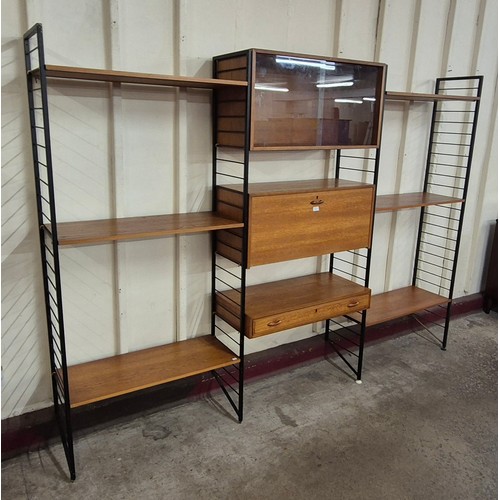 37 - A Staples teak and black metal Ladderax room divider