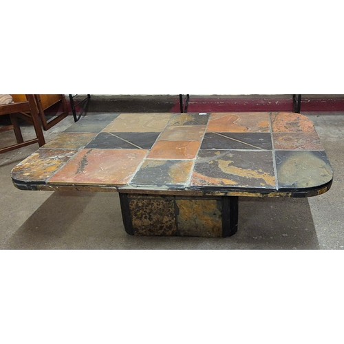 3 - A Dutch slate rectangular coffee table, manner of Paul Kingma