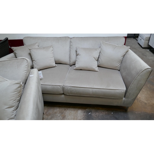 1303 - A mink velvet three seater sofa and a two seater sofa RRP £2199