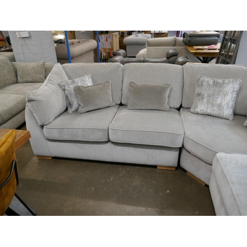 1305 - A Barker & Stonehouse silver velvet corner sofa and footstool RRP £3695