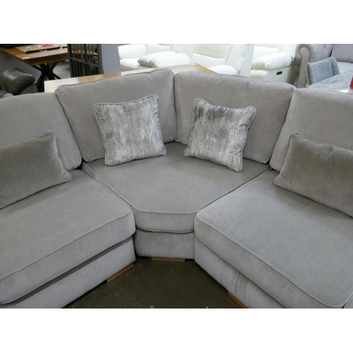 1305 - A Barker & Stonehouse silver velvet corner sofa and footstool RRP £3695