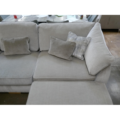 1305 - A Barker & Stonehouse silver velvet corner sofa and footstool RRP £3695