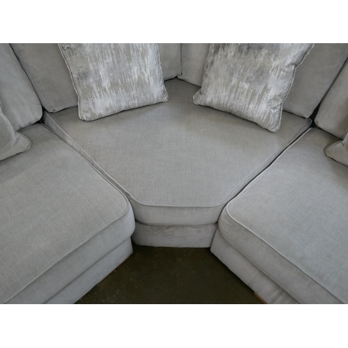 1305 - A Barker & Stonehouse silver velvet corner sofa and footstool RRP £3695