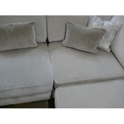 1305 - A Barker & Stonehouse silver velvet corner sofa and footstool RRP £3695