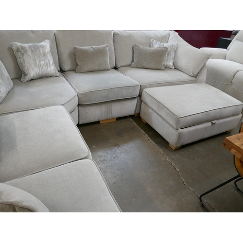 1305 - A Barker & Stonehouse silver velvet corner sofa and footstool RRP £3695