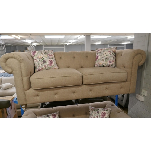 1351 - An oatmeal weave Chesterfield 2.5 seater sofa RRP £1279