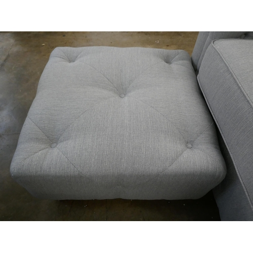 1378 - A grey weave Chesterfield three seater sofa, two seater sofa and footstool RRP £2568