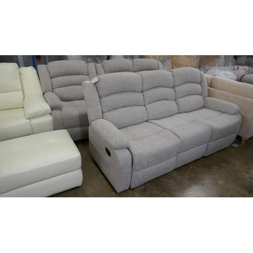 1392 - A DFS Malaga natural fabric reclining three seater sofa, reclining two seater sofa and reclining arm... 