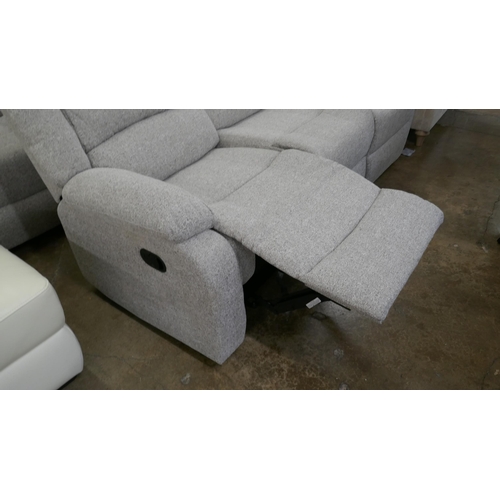 1392 - A DFS Malaga natural fabric reclining three seater sofa, reclining two seater sofa and reclining arm... 