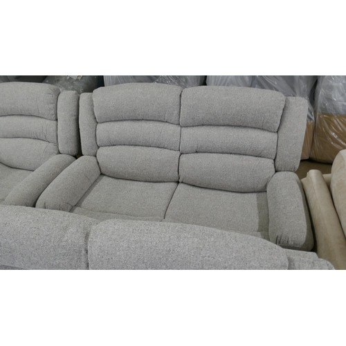 1392 - A DFS Malaga natural fabric reclining three seater sofa, reclining two seater sofa and reclining arm... 