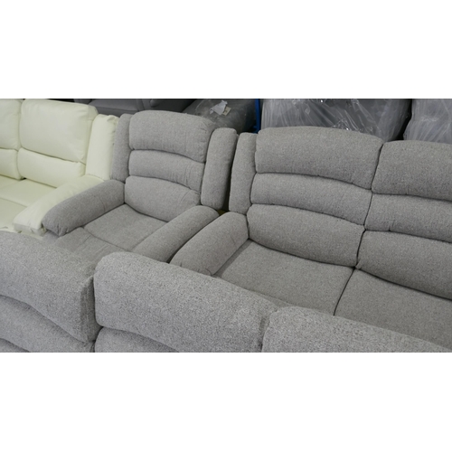 1392 - A DFS Malaga natural fabric reclining three seater sofa, reclining two seater sofa and reclining arm... 