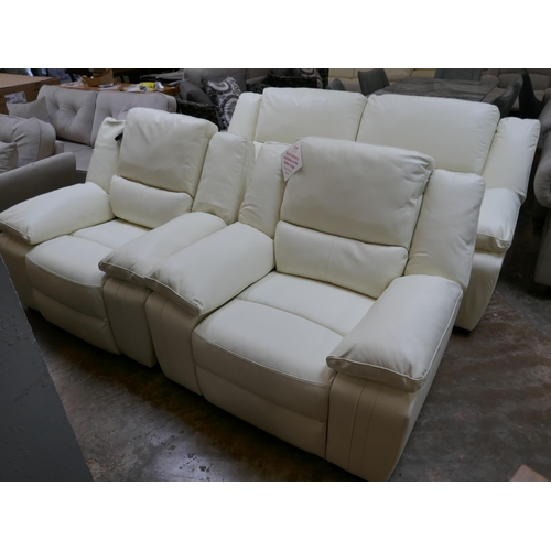 1396 - A SCS Fallon electric reclining cream leather three seater sofa and a pair of electric reclining cha... 