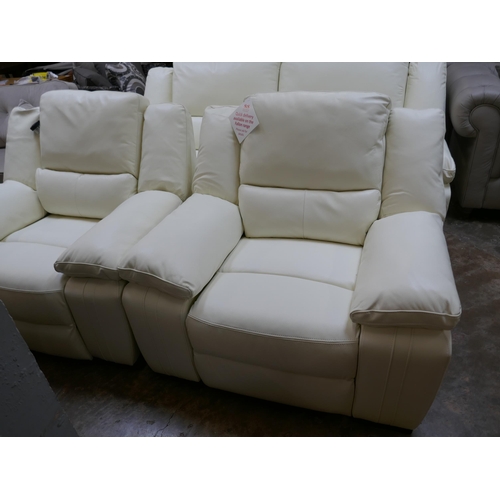 1396 - A SCS Fallon electric reclining cream leather three seater sofa and a pair of electric reclining cha... 