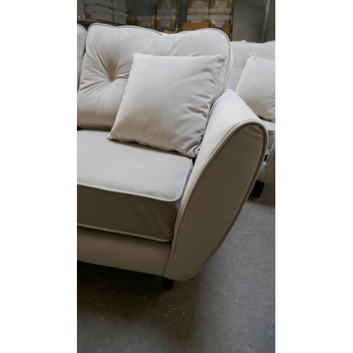 1400 - A DFS Zinc light mink velvet three seater and two seater sofa RRP £2328