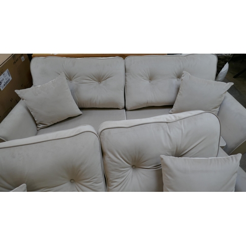 1400 - A DFS Zinc light mink velvet three seater and two seater sofa RRP £2328