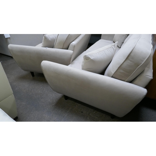 1400 - A DFS Zinc light mink velvet three seater and two seater sofa RRP £2328