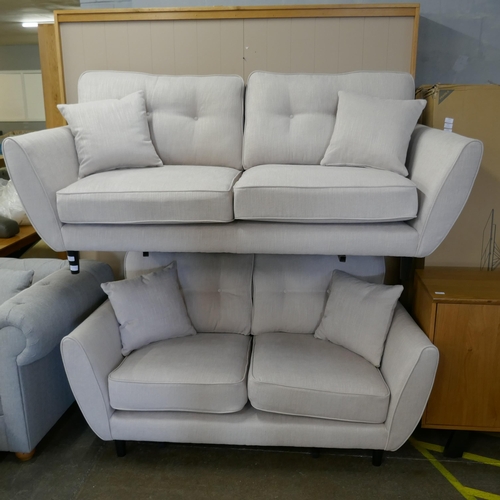 1414 - A DFS Zinc natural fabric three seater and two seater sofa RRP £1729