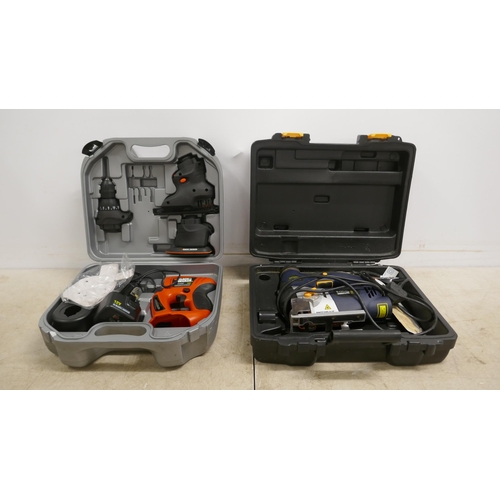 2012 - A Black and Decker KC2000 cordless 12v 3-in-1 jigsaw/drill/sander with case, battery and charger and... 