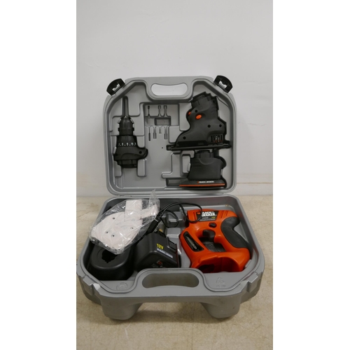 2012 - A Black and Decker KC2000 cordless 12v 3-in-1 jigsaw/drill/sander with case, battery and charger and... 