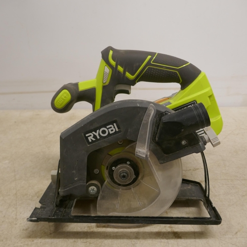 2045 - A large quantity of power tools including a Ryobi R1815P circular saw, 2 Ryobi drills (LLCDI1402 and... 