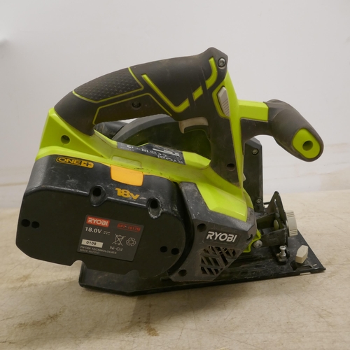 2045 - A large quantity of power tools including a Ryobi R1815P circular saw, 2 Ryobi drills (LLCDI1402 and... 