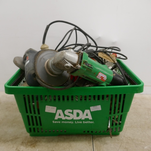 2055 - A large quantity of tools including angle grinders, drill bits, Greencell batteries, screwdrivers, e... 