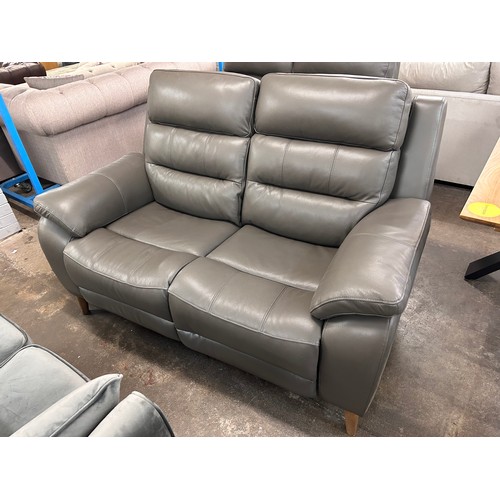 1445 - Ava Leather 2 Seater Storm Grey sofa Original RRP £833.33 + Vat (4211-7) *This lot is subject to Vat